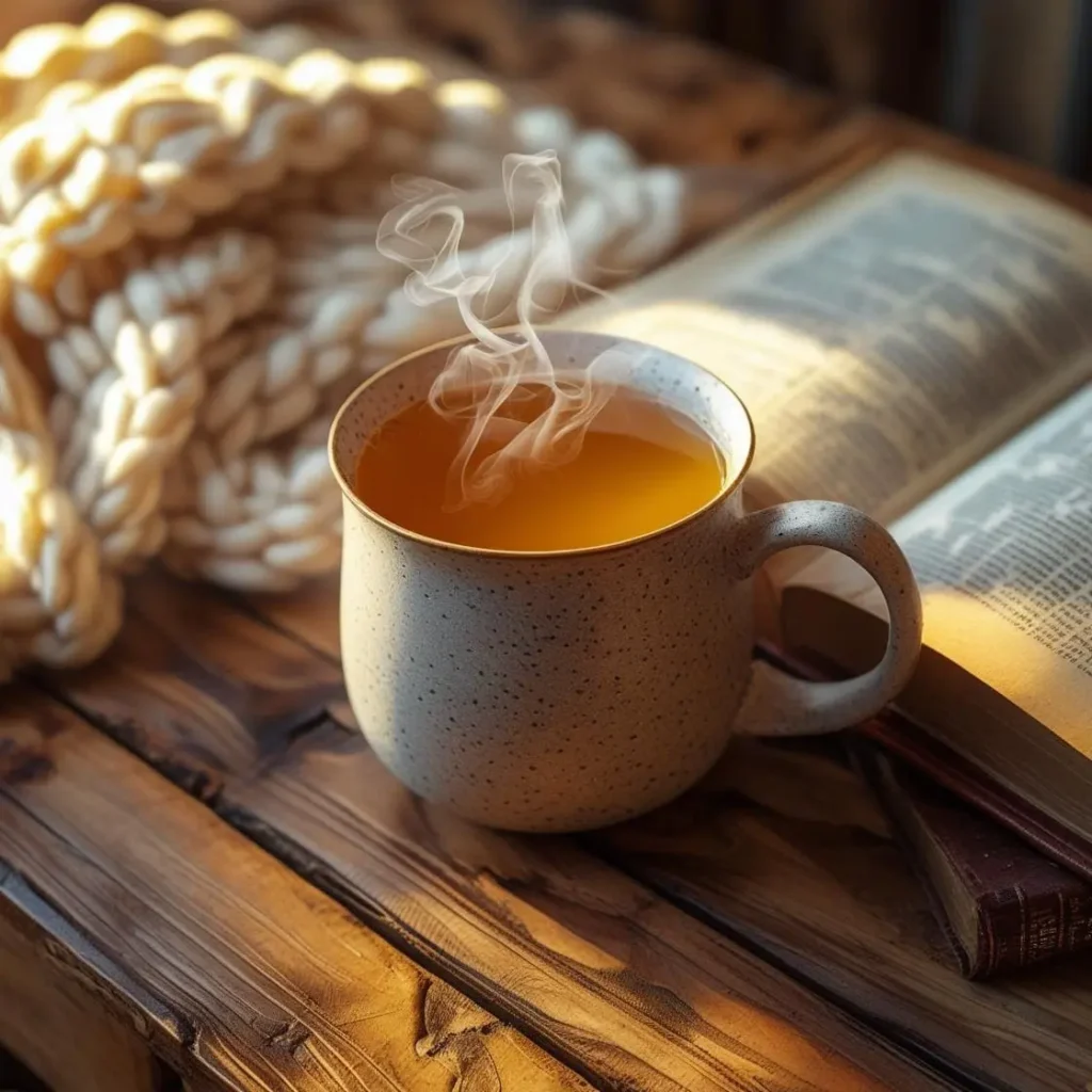 Enjoying pumpkin seed tea in the evening