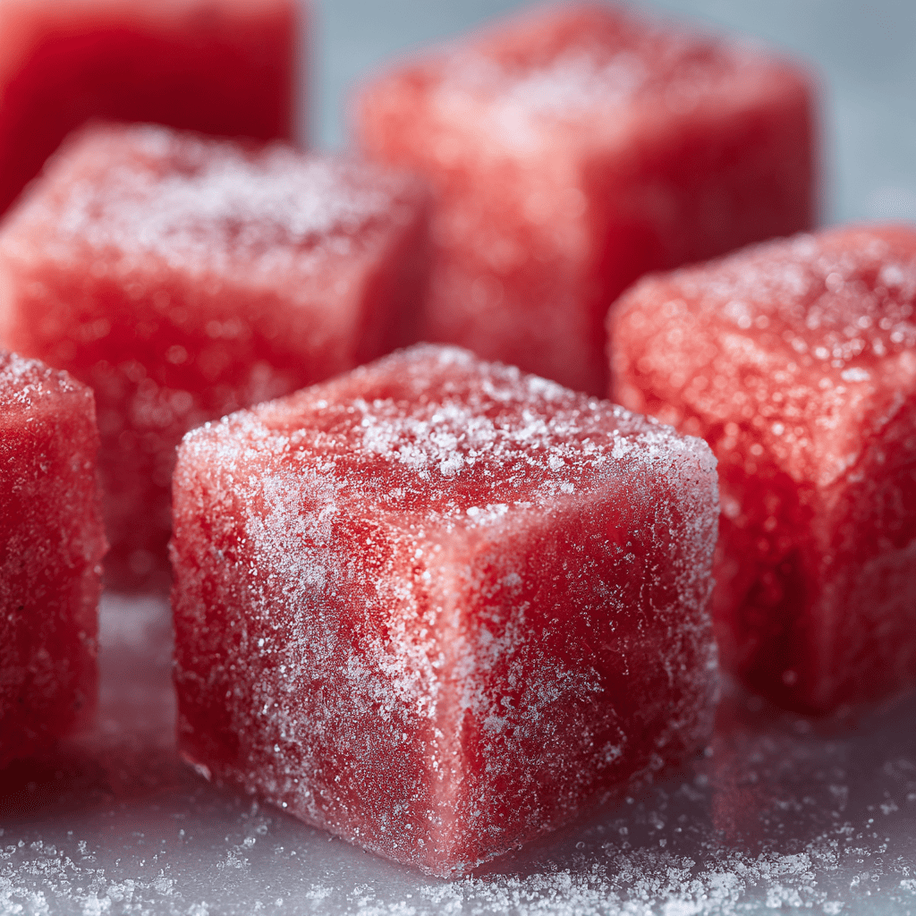 Frozen watermelon cubes demonstrating the answer to the question: can you freeze watermelon.