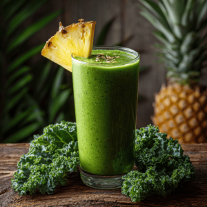 Detox Island Green Smoothie Recipe That Actually Tastes Better 3 Detox island green smoothie in a glass with tropical garnish